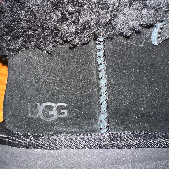 UGG Black Funkarra Cabin Boots with Fuzzy Trim - Picture 3 of 8